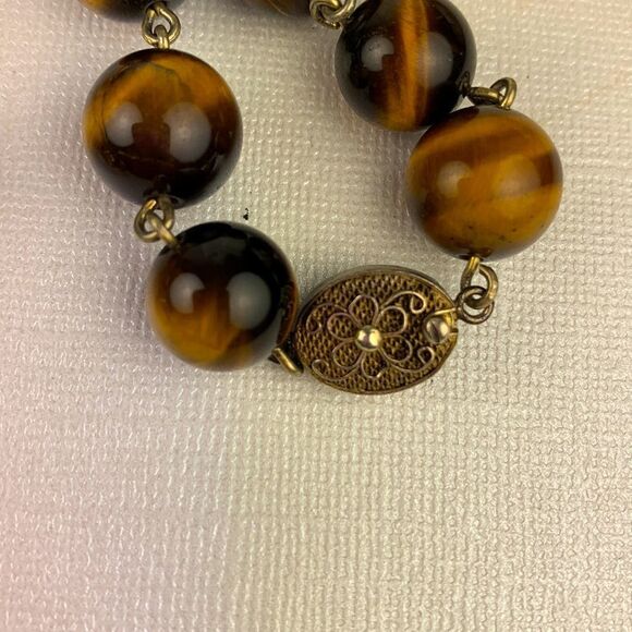 🟢3 items for $20 VINTAGE cats eyes gemstones with fancy clasp goldtone spacers - Picture 3 of 6